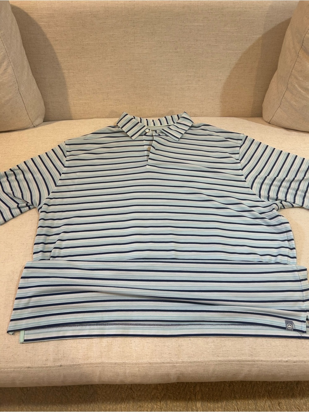 Peter Millar SEASIDE (FL) Stripe Polo in Light Blue and Navy